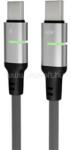 AVAX CB633 STEELY LED 60W USB-C gyorstöltő kábel, fonott, fekete - 2m (AVAX_CB633) (AVAX_CB633)