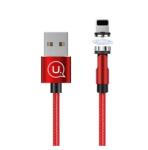 USAMS u59 adatkábel, usb - lightning, 2.1a, gyorstöltő, 100cm, mágneses csatlakozó, piros, kompatibilis: Apple iPhone 14 Pro / iPhone 14 Plus / iPhone 14 (SJ472USB02)