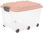 Rotho Box roller műanyag tároló doboz, 57L - átlátszó/rózsaszín (1766602089)