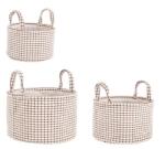 Bizzotto 3 db barna fehér textilkosár készlet 24x14 cm, 27x16 cm, 30x18 cm (0219056)