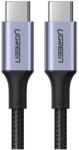 UGREEN adatkábel, type-c - type-c, 5a, pd gyorstöltő, 100w, 200cm, cipőfűző, fekete (US316_200)