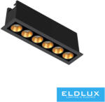 ELDLUX süllyesztett spot lámpa 11W 786lm 6000k 24° IP20 kivágás: 122x27mm Fekete/Arany (383924026)