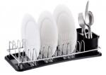 Rosberg Edényszárító Rosberg R53000M, 41, 5x17, 5x9, 5 cm, Kivehető tálca, Króm/fekete (R53000Mch/black)