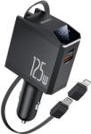 YESIDO cablu retractabil adaptor Lightning USB-A + USB-C LED 125W Negru (KF2354989) - vexio