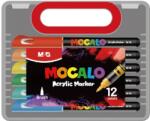 M&G Marker cu vopsea acrilica MOCALO M&G, varf pensula, 12 culori/set APMT80H2