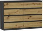 Komód 8 Fiókos 140 cm - R140-S8 Antracit - Artisan Tölgy