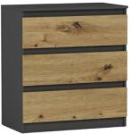  Komód 3 Fiókos - R3 - Antracit - Artisan Tölgy