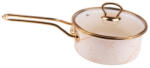 Goldmann Caserolă cu capac din sticlă Goldmann GM 4521-18B, 18x9 cm, 2l, email, inducție, alb / aur vechi (GM 4521-18B)