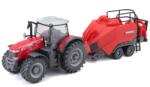 Bburago Tractor agricol Bburago 1: 50 Massey Ferguson 8740S + dispozitiv de ridicare a presei de balotat (BB31667)