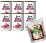 Brit BRIT MONO PROTEIN BEEF 6x400g+WILD FARM bárányhús tekercs 500g kutyakeksz