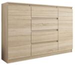  Komód, 4 Fiókos, 2 Ajtós, R140-S4, 140x98x40 cm, Sonoma Tölgy