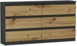  Komód 6 Fiókos 140 cm- R140 Antracit - Artisan Tölgy