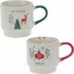 4home Set de 2 căni stivuibile din ceramică Let ItSnow/Xmas 350 ml