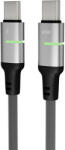AVAX CB634 STEELY LED 60W USB-C gyorstöltő kábel, fonott, fekete - 3m (AVAX CB634)