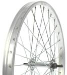 VeloGo 20-as (406 mm) első kerék gyerek kerékpárba, szimplafalú felnivel, csavaros tengellyel, ezüst színű