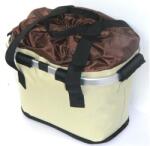 Velotech kormányra szerelhető, gyorsrögzítésű alu keretű szövet kosár, 33x23x25 cm, bézs-barna