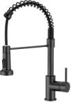  Valentina álló konyhai csaptelep, kihúzható zuhanyfejjel, 2 áramlási funkcióval - matt fekete (HQG50636C)