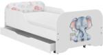 Wooden Toys Miki Gyerekágy 160 x 80 cm Matraccal, Ágyneműtartó Nélkül - Elefánt Szafari