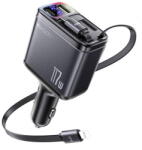 YESIDO 1x USB-A + 1x USB-C cu afișaj LED cabluri retractabile 117W Negru (KF2355059) - pcone