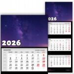  Háromrészes Naptár 2026 Irodai Csillag Stílus Űrhajós Kozmosz Minták (KALENDARZ STYL GWIAZDY ASTRONAUTA KOSMOS WZ)