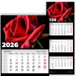  Háromrészes naptár 2026 Havi Irodai Fali Rózsa Mix Wz (Kalendarz 2026 Kwiaty Róża Wz)