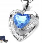 Mennica Świdnicka Ezüst szív nyaklánc kék kristály strasszokkal Ezüst 925 Női
