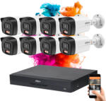 DAHUA 8 biztonsági kamerás IP kamera rendszer 4MP színes éjszakai képpel (DAHUA-IP-4MP-B1E49-08)