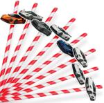  Papír Szívószál Szülinapi Dekoráció Szuper Autók 8 db (SŁOMKI LEGAL NR 3)