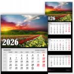  Háromrészes Falinaptár 2026-ES Év Kilátás Virágok Ajándék Különböző Minták (Kalendarz Ścienny 2026 WIDOK KWIATY)