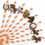  Papír Szívószál Szülinapi Dekoráció Lovaglás Ló Hobby Horse 8 db (SŁOMKI LEGAL NR 17)