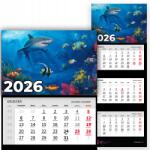 Plaka_TY Háromrészes Fali Naptár 2026 Irodai Év Lógó Cápa Minta Mix (Kalendarz Rok 2026 Rekin Wz)