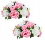  2 db művirág csokor, 15 db fej, (rózsaszín és fehér) (x)