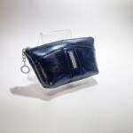 Amnisu acél kék egy cipzáras egyenes köves bőr kulcstartó e6007