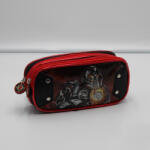 Grace fekete / piros / robotos két cipzáras ömlesztett tolltartó