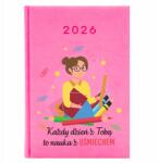 FunnyCase Naptár Rózsaszín A5 2026 Pedagógusnapi határidőnapló Tanulás Mosollyal (Kalendarz Różowy Nauka Z Uśmiechem)