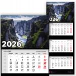 Plaka_TY Háromrészes naptár 2026 Irodai év Falra akasztható Természet Szikla Minták (Kalendarz Ścienny 26 Klify Wzory)