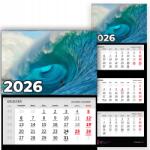 Plaka_TY Háromrészes Fali Naptár 2026 Irodai Év Függő Szörf Mix Minták (Kalendarz Rok 2026 Surfer Wz)