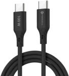  USB Type-C töltő- és adatkábel, USB Type-C, 100 cm, 5000 mA, 100W, törésgátlóval, gyorstöltés, PD, QC 4.0, Forcell F-Energy C347, fekete