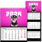  Háromrészes naptár 2026 Irodai év Falra akasztható Chihuahua Mix Wz (Kalendarz 2026 RokChihuahua Wz)