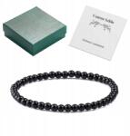  Női karkötő természetes kőből 4mm Univerzális 19cm Fekete Üveg (TEL00006)