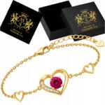 Mennica Świdnicka Aranyozott szív karkötő rózsaszín cirkóniával Női ékszer Ezüst 925 (Bransoletka Celebrytka Biżuteria Damska 925)