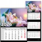 Plaka_TY Háromrészes Falinaptár 2026 Irodai Év Lógó Liliom Mix Minták (Kalendarz 2026 Rok Lilia Wz)