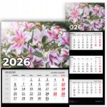 Plaka_TY Háromrészes Falinaptár 2026 Irodai Év Lógó Virágok Lili Minták (Kalendarz 2026 Rok Kwiaty Lili Wz)