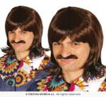 Guirca Barna paróka bajusszal 60 70-as évek Hippi haj (8434077045855)