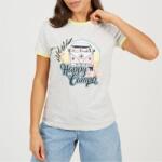 Brave Soul Дамска тениска Brave Soul Womens Happy Camper Graphic Ringer T-shirt - PGry Marl/Lmnde