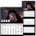 Háromrészes Naptár 2026 Irodai Kozmosz Csillagok Stílus Űrhajós Minták (KALENDARZ KOSMOS GWIAZDY STYL ASTRONAUTA WZ)