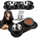 Reverse Dupla Tál Szett Kutyának Macskának Ételhez Vízhez Itató Alátét 280ml (Zestawkosc2Mblack)