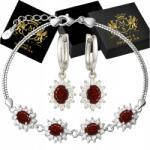 Mennica Świdnicka Ezüst Női Fülbevaló és Karkötő Szett Strassz Ezüst 925 Ajándék (Kolczyki Próba 925 Długie Vintage dla ŻONY)