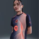 Nike Дамска футболна фланелка Nike Barcelona Third Pre Match 2025 2026 Shirt Womens - Blue/Orange