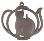 Clayre & Eef Öntöttvas edényalátét macskás, 15x15x1cm